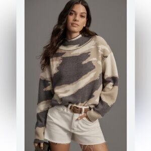 Anthropolgie Camouflage Cary’s Mock-Neck Sweater by Maeve